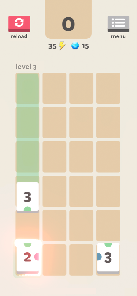 An early Klaks! level with a tile sliding up a green path