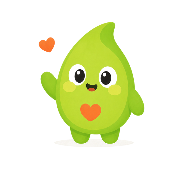 Sprout, the Vana mascot — a friendly green sprout waving hello